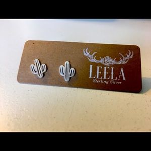 Sterling silver cactus earrings
